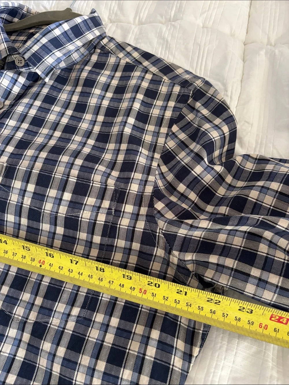Banana Republic Navy and White Plaid Cotton Button-Down Shirt